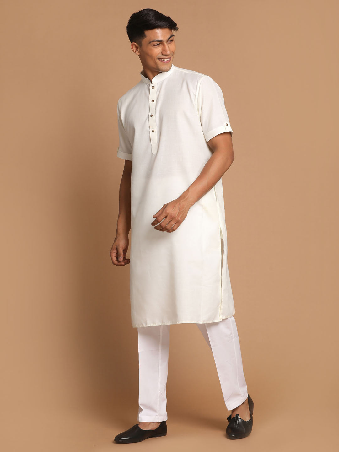 Buy Beige Kurta Linen Satin Pajama Pant Malai Cotton Set For Men by Paarsh  Online at Aza Fashions.